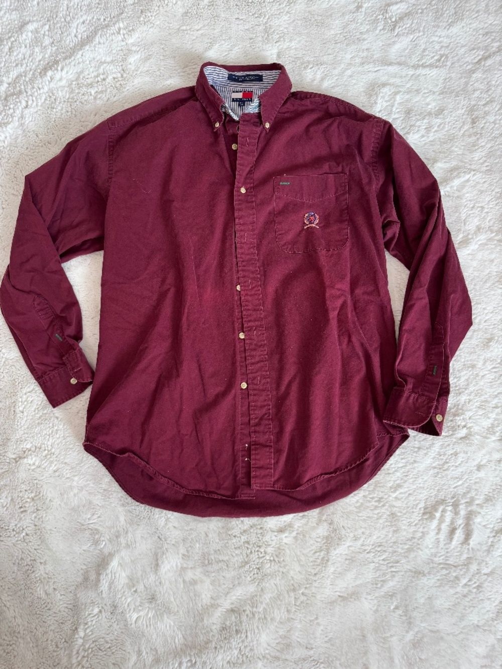 Vintage Tommy Hilfiger Burgundy Button Down Shirt Men's Medium